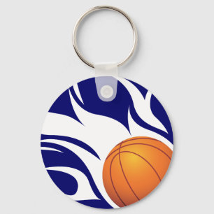Loderndes Basketball-Blau und Weiß Schlüsselanhänger