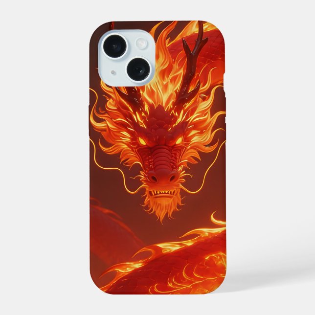 Loderndes Feuerdrache | Mythischer Flammendrache F iPhone 15 Hülle (Rückseite)