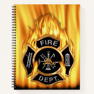 Loderndes Goldfeuerwehrmann-Abzeichen Notizbuch