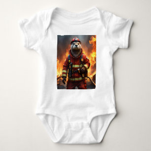 **"Loderndes Heldentum: Der Otter-Feuerwehrmann"** Baby Strampler