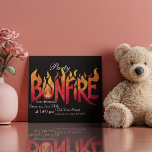Loderndes Lagerfeuer-Wortkunst Einladung