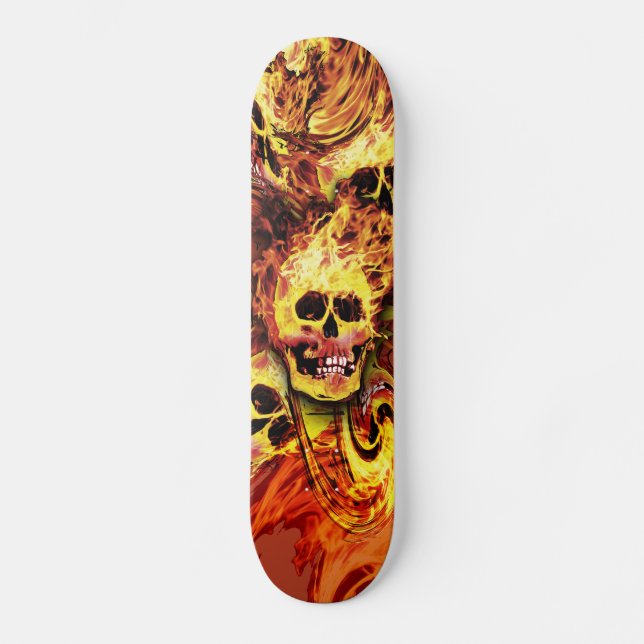 Loderndes Schädel Skateboard (Vorderseite)