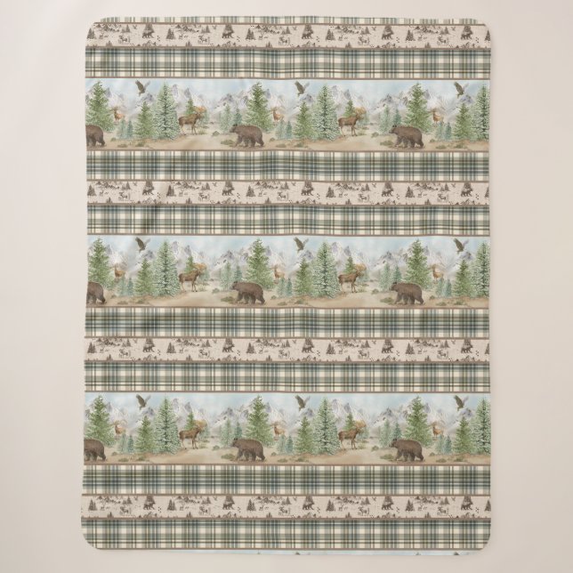 Lodge Bear Plaid Sherpadecke (Vorderseite)