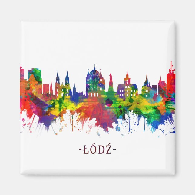 Lodz Poland Skyline Magnet (Vorne)
