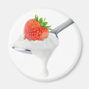 Löffel Erdbeerjogurt Magnet