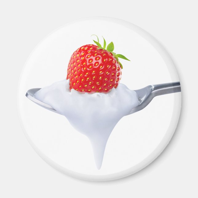 Löffel Erdbeerjogurt Magnet (Vorne)