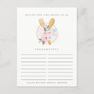 Löffel Gabel Florales Rezept Anfrage Brautparty Postkarte