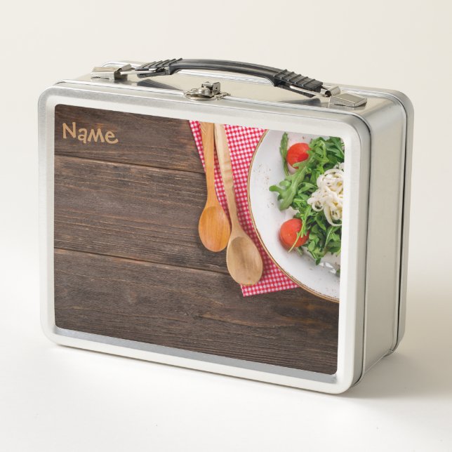 Löffel, Gabel und Gericht Metall Lunch Box (Vorderseite)