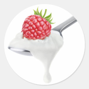 Löffel Himbeerjogurt Runder Aufkleber