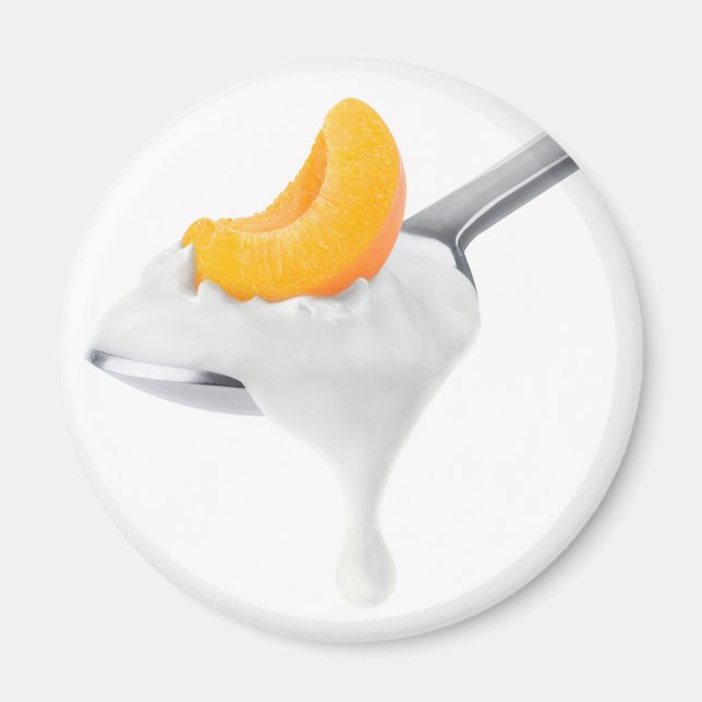 Löffel Pfirsich oder Aprikosenjogurt Magnet (Vorne)