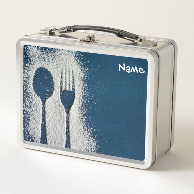 Löffel und Gabel Metall Lunch Box (Vorderseite)