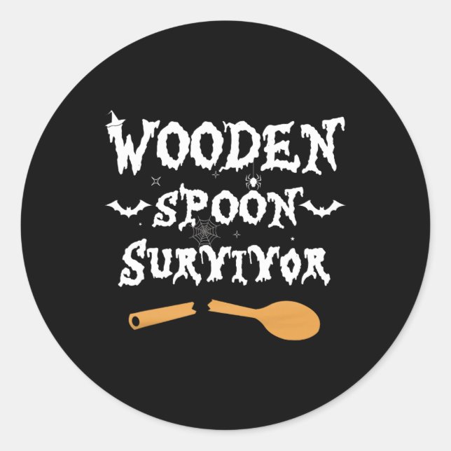Löffelüberlebende Holzlöffel Funny Halloween Kostü Runder Aufkleber (Vorderseite)