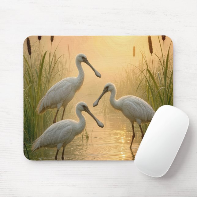 Löffler Vögel im Feuchtgebiet Mousepad (Mit Mouse)