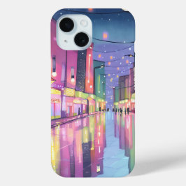 Lofi City Night Light | Farbige Wasserfarbe Case-Mate iPhone Hülle