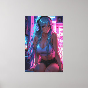 Lofi Gamer Girl   Chill Anime Aesthetic Leinwanddruck