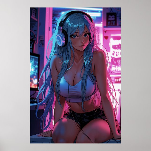 Lofi Gamer Girl | Chill Anime Aesthetic Poster (Vorne)