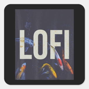 Lofi Hip Hop Tokyo Japan Koi Fish Quadratischer Aufkleber