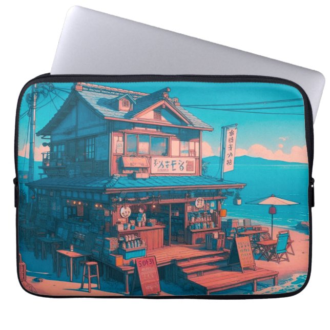 Lofi Träume am Meer Laptopschutzhülle (Vorderseite)