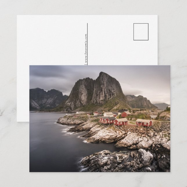 Lofoten Fischerdorf Hamnoya Feiertagspostkarte (Vorne/Hinten)
