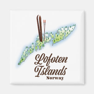 Lofoten-Inseln, Norwegen Skiposter. Magnet