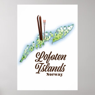 Lofoten Inseln, Norwegisches Skiposter. Poster
