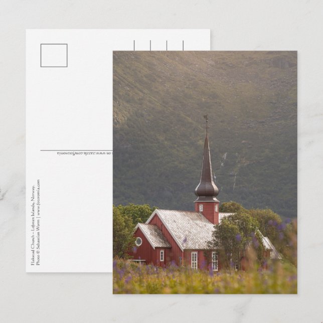 Lofoten Islands Flakstad Kirche Postcard Postkarte (Vorne/Hinten)