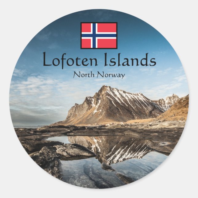 Lofoten Nordnorwegen Runder Aufkleber (Vorderseite)