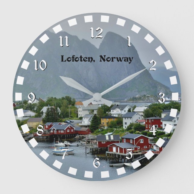Lofoten, Norway scenic landscape photograph Große Wanduhr (Vorderseite)