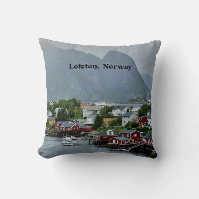Lofoten, Norwegen landschaftliche Landschaftsfotog Kissen (Vorderseite)