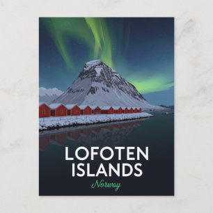 Lofoten Norwegen Nordlichter Postkarte