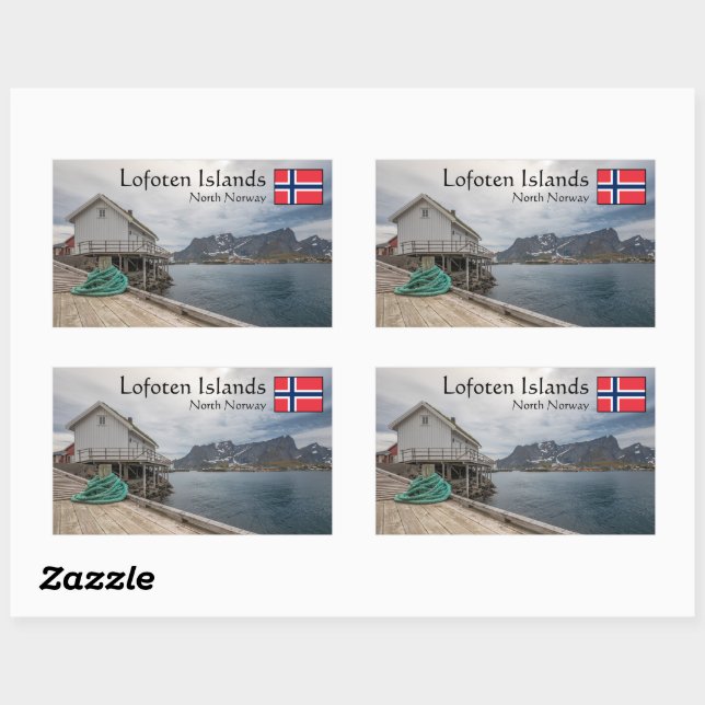 Lofoten Norwegen Rechteckiger Aufkleber (Blatt)