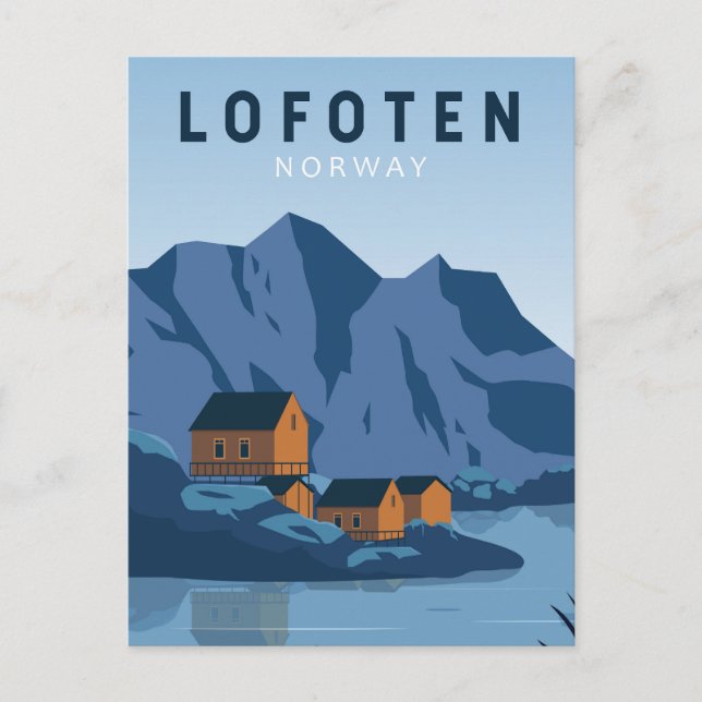 Lofoten Norwegen Reisen Vintag Art Postkarte (Vorderseite)