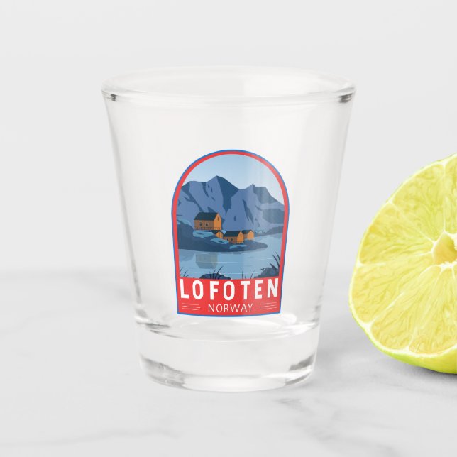 Lofoten Norwegen Reisen Vintag Art Schnapsglas (Vorderseite)