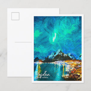 Lofoten Norwegen Schöne Öl Paint Landschaft Postkarte