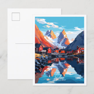 Lofoten Norwegen Vintage Illustration Postkarte