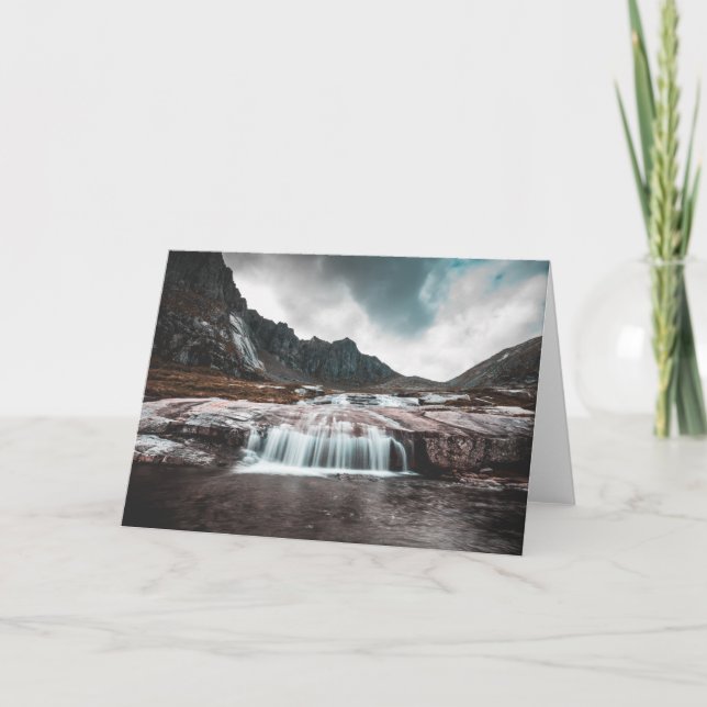 Lofoten Wasserfall Landschaftliches Foto Karte (Vorderseite)