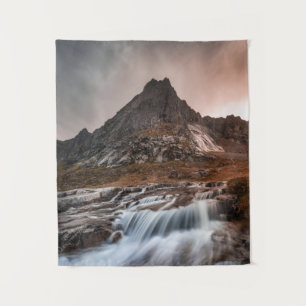 Lofoten Wasserfall Landschaftliches Foto Wandteppich