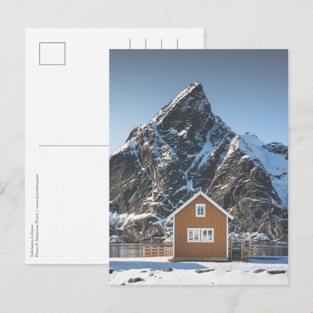 Lofoten Yellow Cabin Postkarte (Vorne/Hinten)