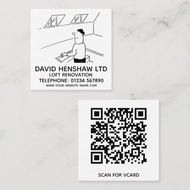 Loft Renovation Square Business Card Quadratische Visitenkarte (Vorne/Hinten)