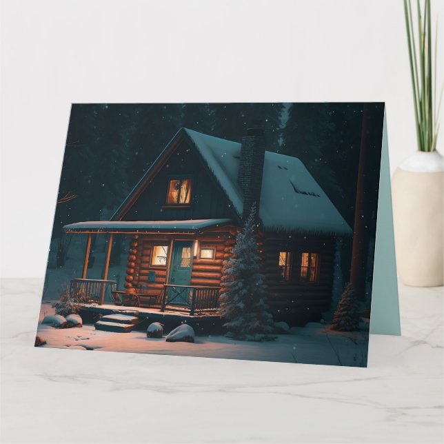 LOG CABIN CHRISTMAS GREETKARTE KARTE (Vorderseite)