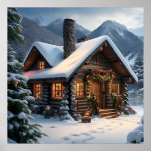 Log Cabin Christmas Poster