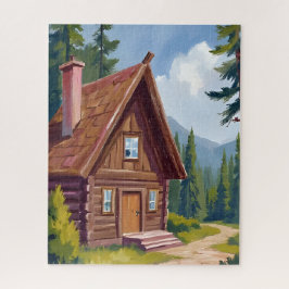 Log Cabin Cottage Mountain Landscape