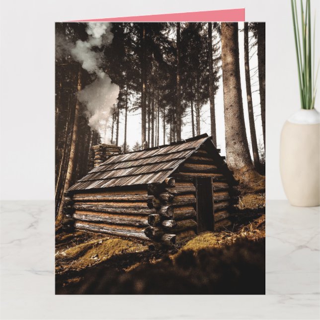 LOG CABIN FUNNY CHRISTMAS CARD KARTE (Vorderseite)