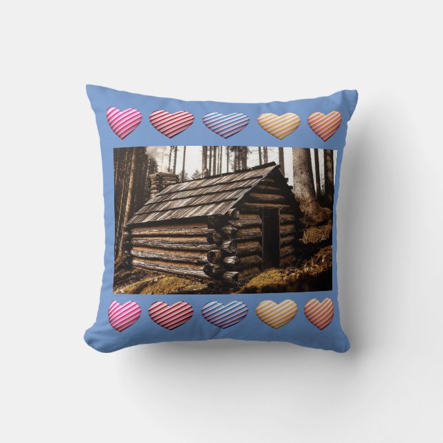 LOG CABIN HOUSE PILLOW KISSEN (Vorderseite)