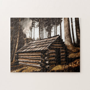 LOG CABIN IN WOODS JIGSAW PUZZLE