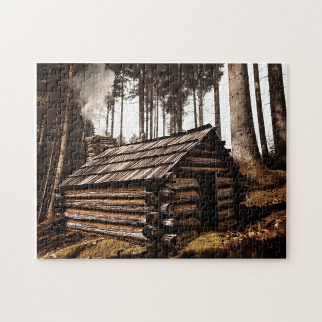 LOG CABIN IN WOODS JIGSAW PUZZLE (Horizontal)