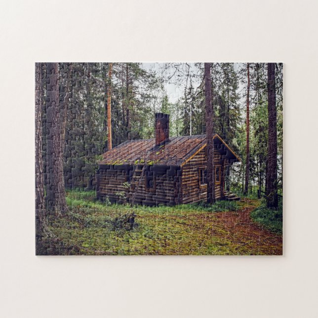 LOG CABIN IN WOODS JIGSAW PUZZLE (Horizontal)
