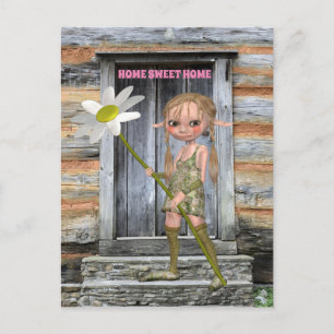 LOG CABIN NIEDLICH ELF MIRL ART POSTCARD POSTKARTE