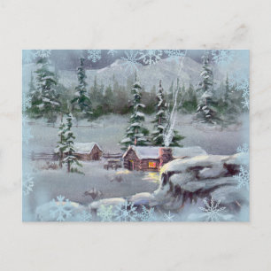 LOG CABIN & SWNOWFLAKEN VON SHARON SHARPE POSTKARTE