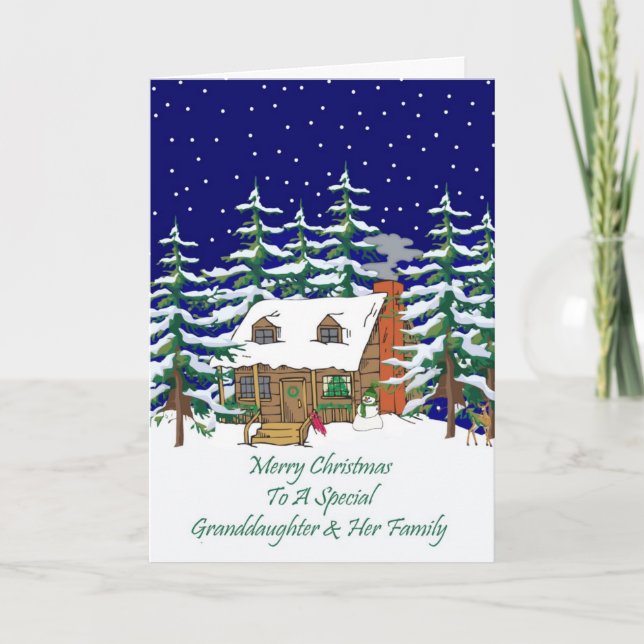 Log Cabin Weihnachten Großtochter & Familie (Vorderseite)